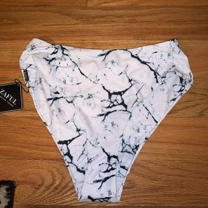 marble high waisted bathing suit bottoms